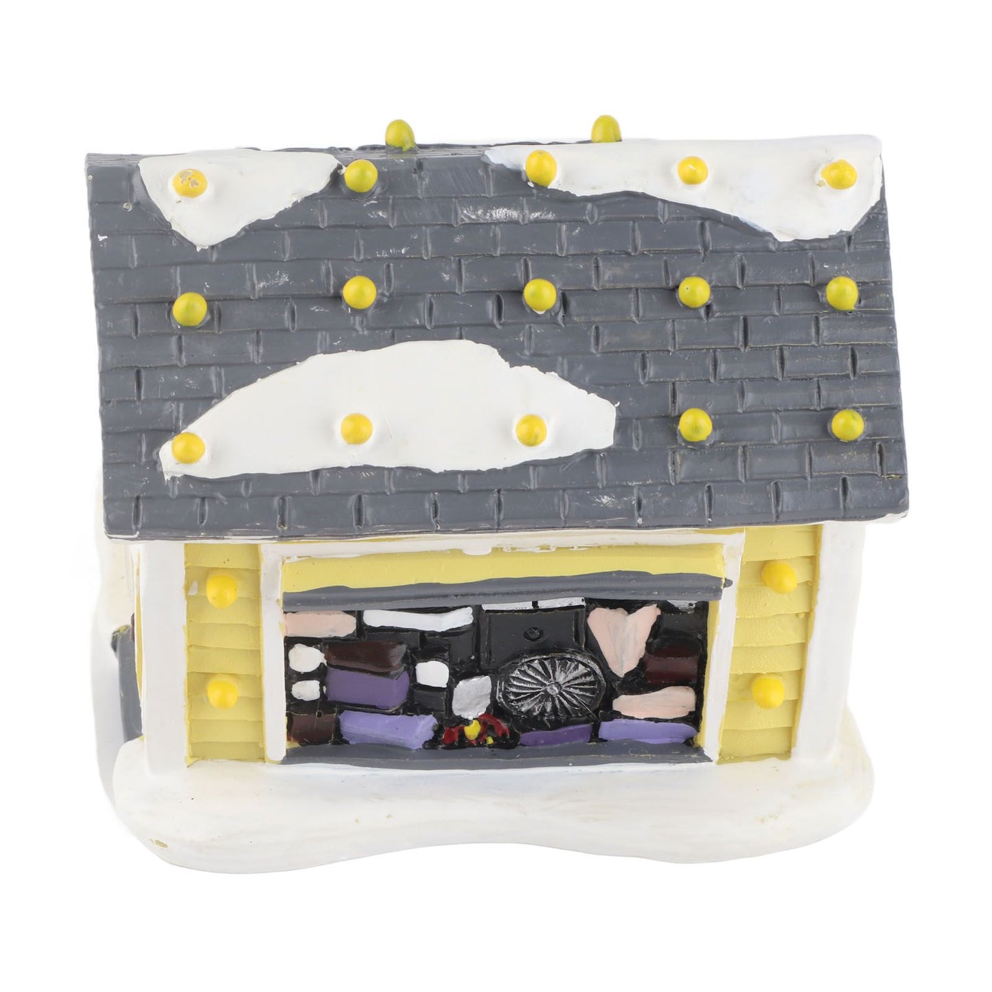 Christmas Village House LED Lighted Desk Building Resin House Statue Ornaments for Tabletop Centerpiece Fireplace Mantel