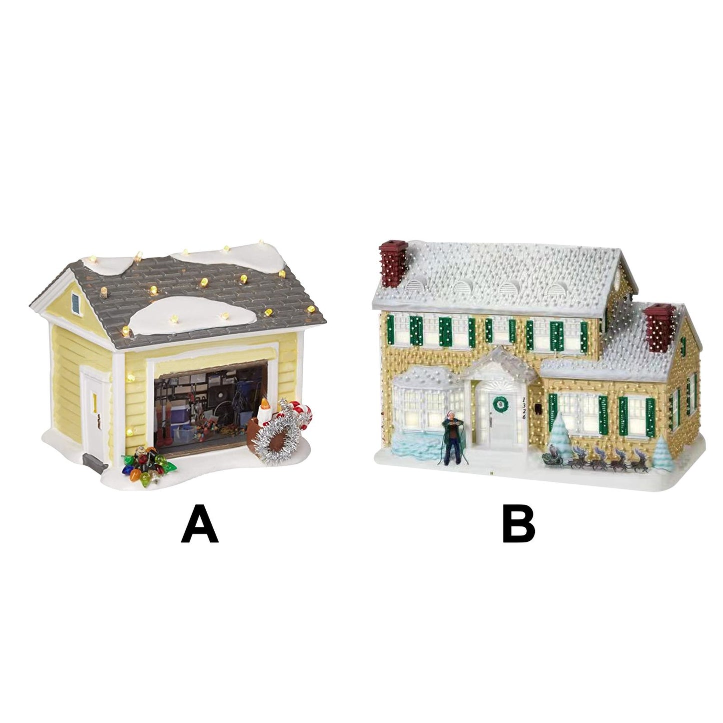 Christmas Village House LED Lighted Desk Building Resin House Statue Ornaments for Tabletop Centerpiece Fireplace Mantel