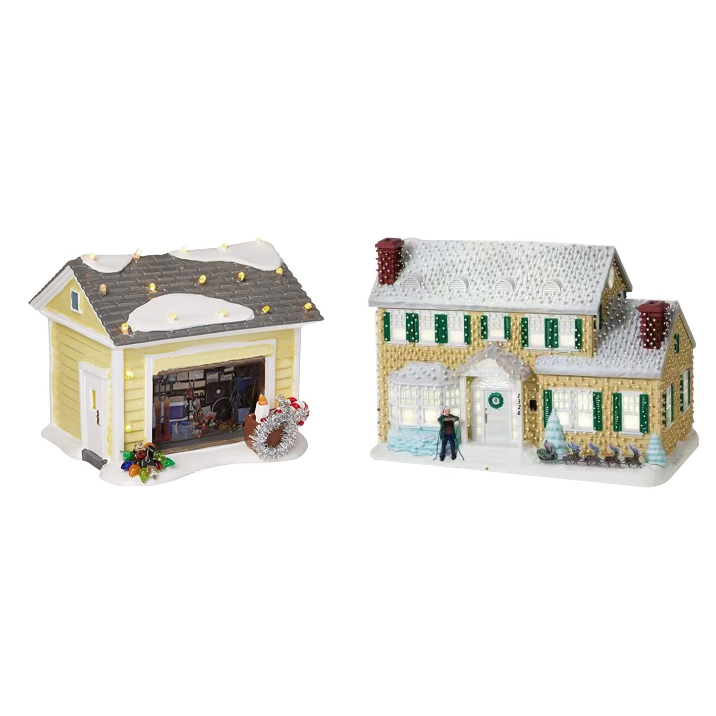 Christmas Village House LED Lighted Desk Building Resin House Statue Ornaments for Tabletop Centerpiece Fireplace Mantel