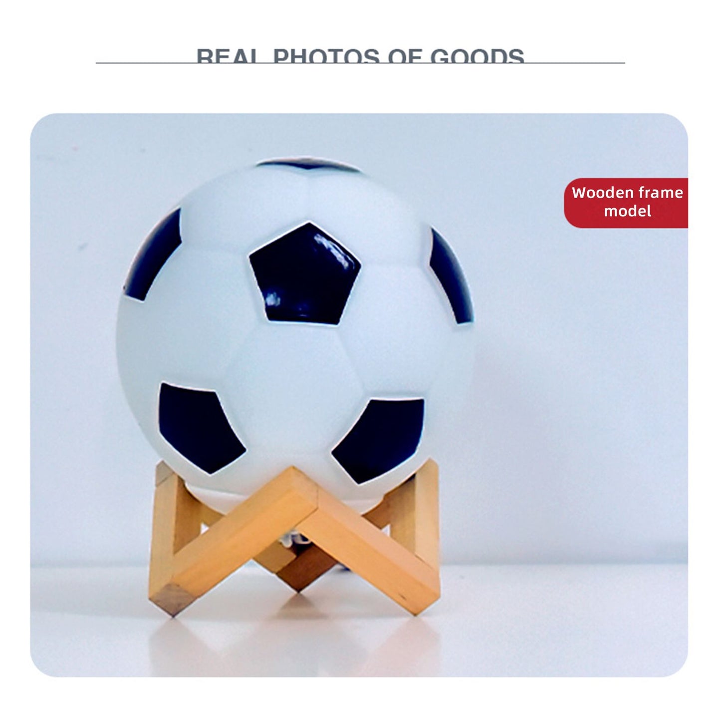 Soccer Remote Control LED Night Light Solid Wood Glass Small Table Lamp Remote Dimming Bedside Bedroom Study Decoration