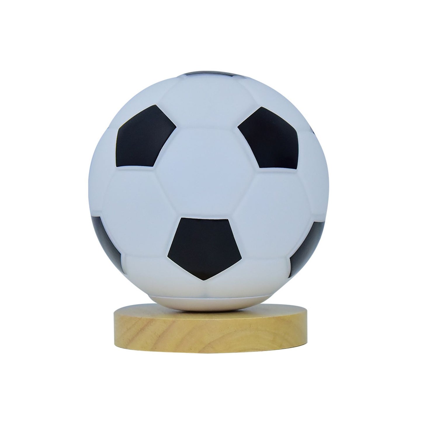 Soccer Remote Control LED Night Light Solid Wood Glass Small Table Lamp Remote Dimming Bedside Bedroom Study Decoration