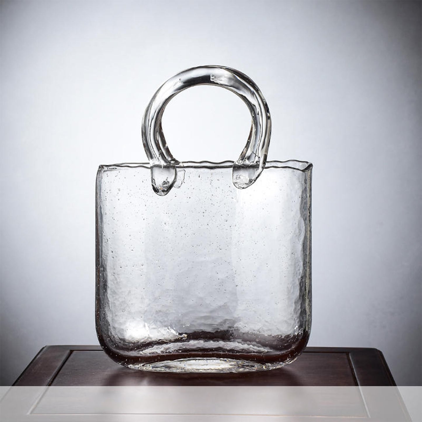 Glass Vase Transparent Hand Basket Living Room Flower Arrangement Creative Bag Fish Tank