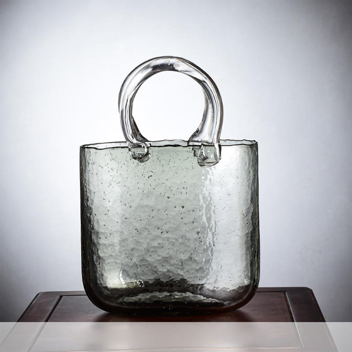 Glass Vase Transparent Hand Basket Living Room Flower Arrangement Creative Bag Fish Tank