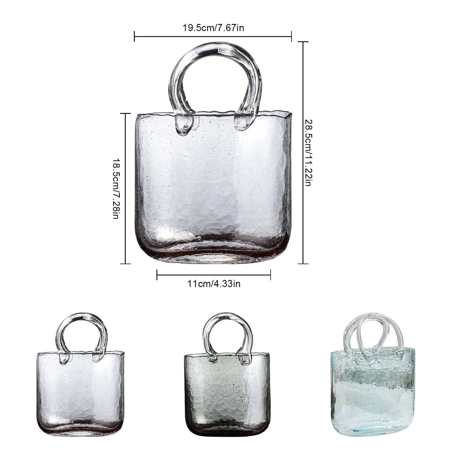 Glass Vase Transparent Hand Basket Living Room Flower Arrangement Creative Bag Fish Tank