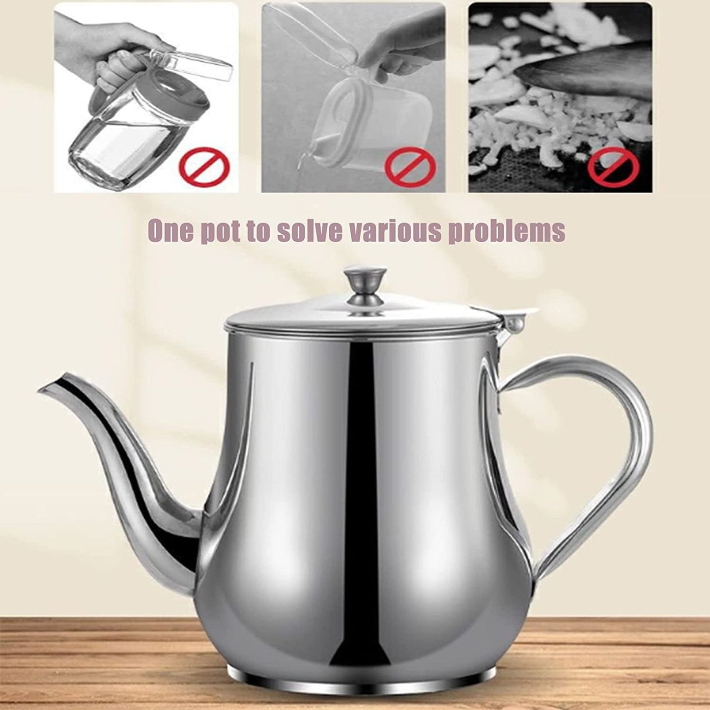 Stainless Steel Lubricator with Filter Screen Oil Strainer Pot Olive Oil Dispenser With Dust Proof Lid