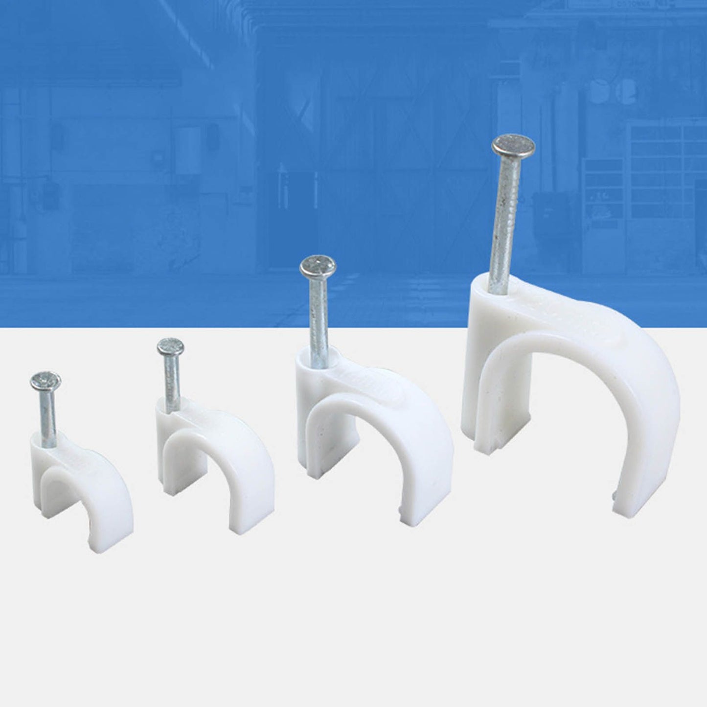 100 PCS 5mm Steel Nail Line Clip Round Cable Fixing Clips for Wall Mounted Cord Management