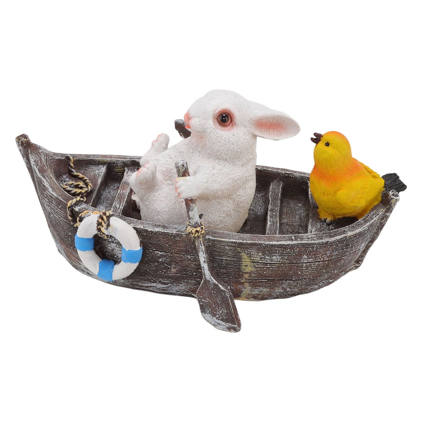 Garden Animals Statues Cute Vivid Synthetic Resin Outdoor Garden Animal Figurines for Patio Terrace Home Office Space Boating White Rabbit