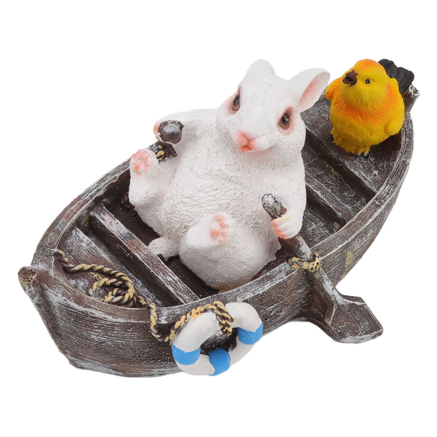 Garden Animals Statues Cute Vivid Synthetic Resin Outdoor Garden Animal Figurines for Patio Terrace Home Office Space Boating White Rabbit
