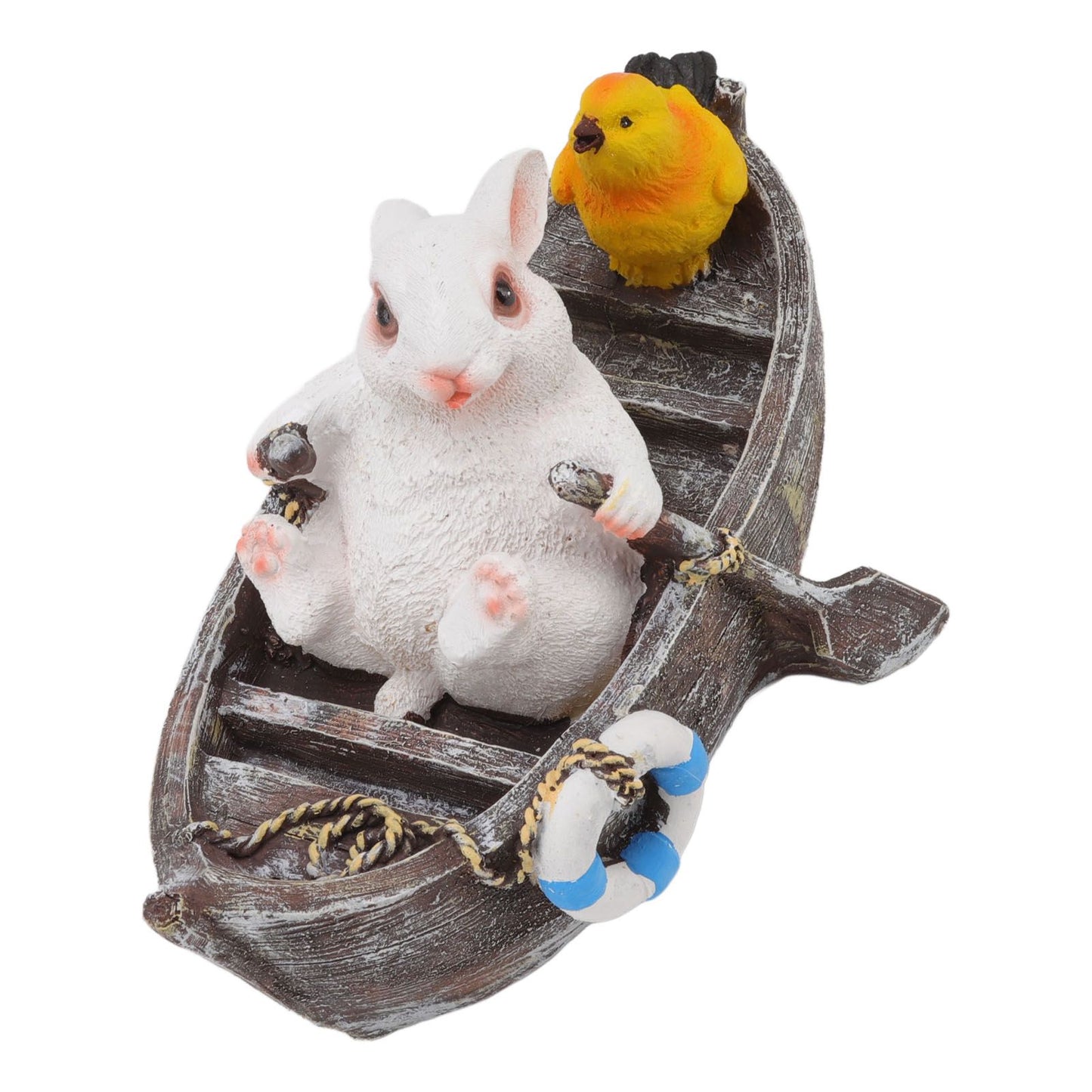 Garden Animals Statues Cute Vivid Synthetic Resin Outdoor Garden Animal Figurines for Patio Terrace Home Office Space Boating White Rabbit