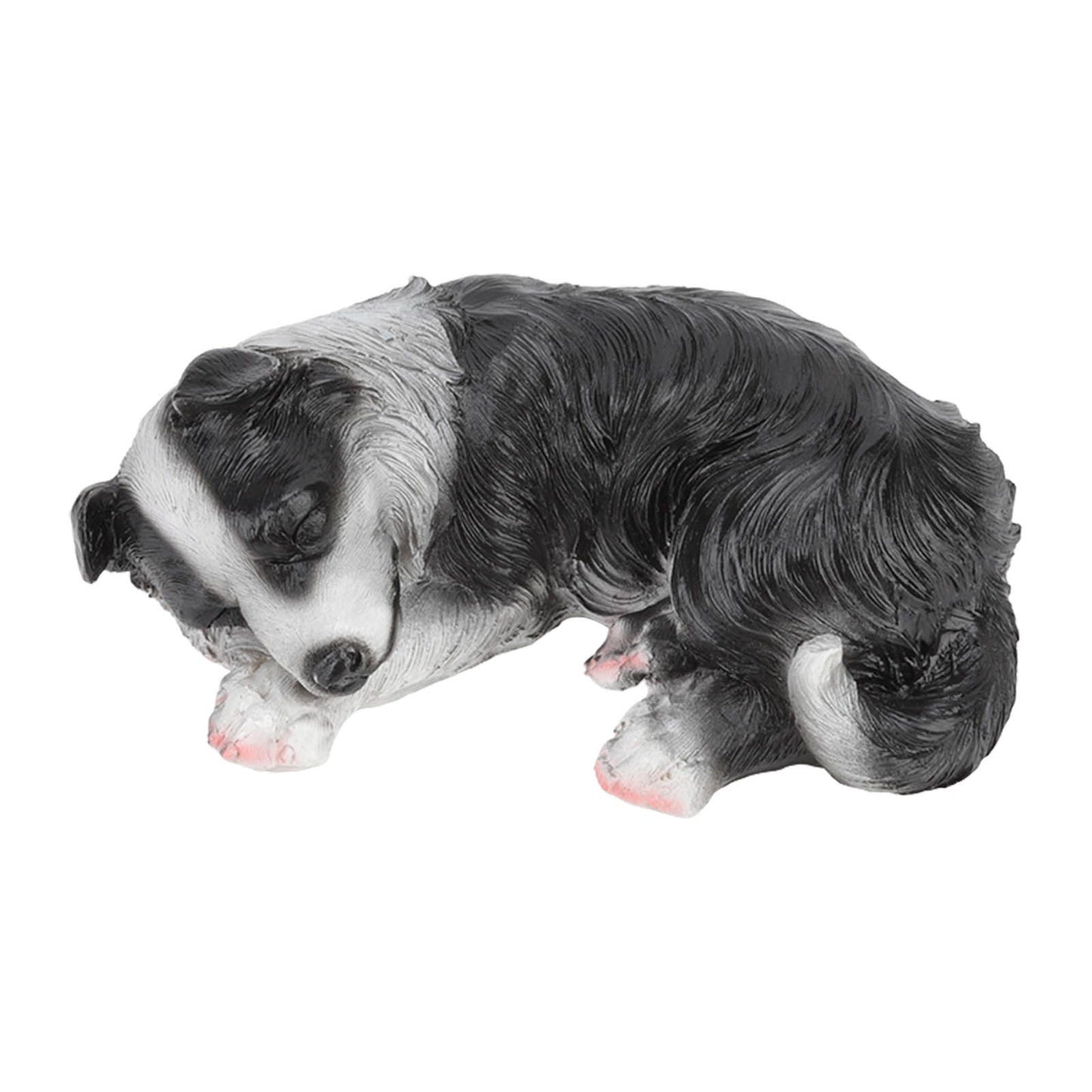 Puppy Statues Sculptures Synthetic Resin Waterproof Border Collie Statue Ornament for Garden Outdoor