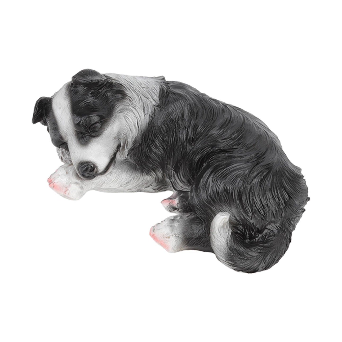 Puppy Statues Sculptures Synthetic Resin Waterproof Border Collie Statue Ornament for Garden Outdoor