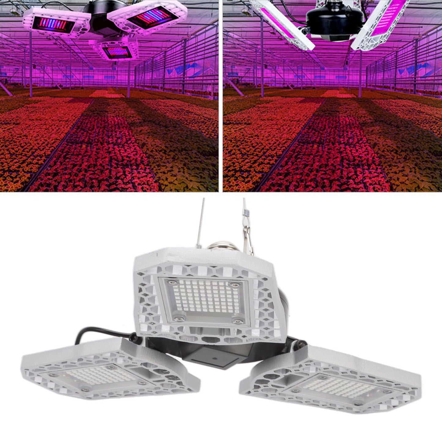 Plant Grow Light 220V 3 Heads Foldable E27 240 LEDs Red Blue Spectrum Waterproof Plant Growing Lamps for Indoor