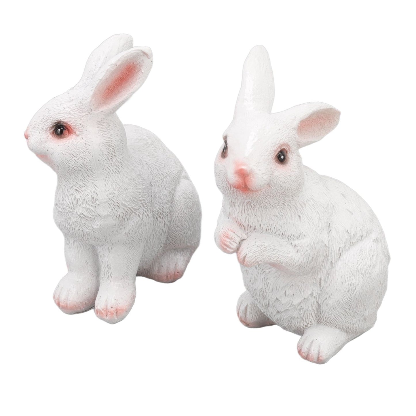 One Pair Garden Statues Rabbit Synthetic Resin Outdoor Craft Sculpture for Home Patio