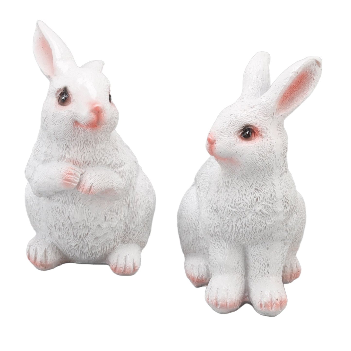 One Pair Garden Statues Rabbit Synthetic Resin Outdoor Craft Sculpture for Home Patio