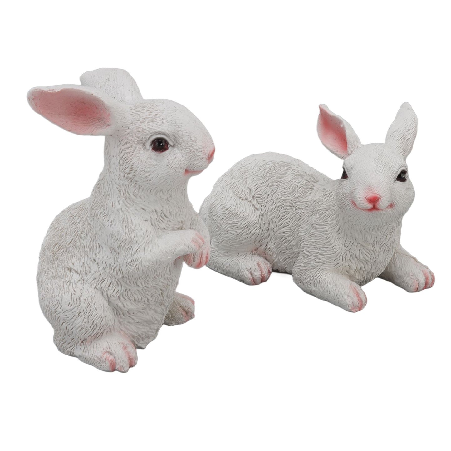 1 Pair Bunny Rabbit Ornaments Decorations Resin Art Craft Animal Model Sculpture Statue Figurine for Balcony Garden