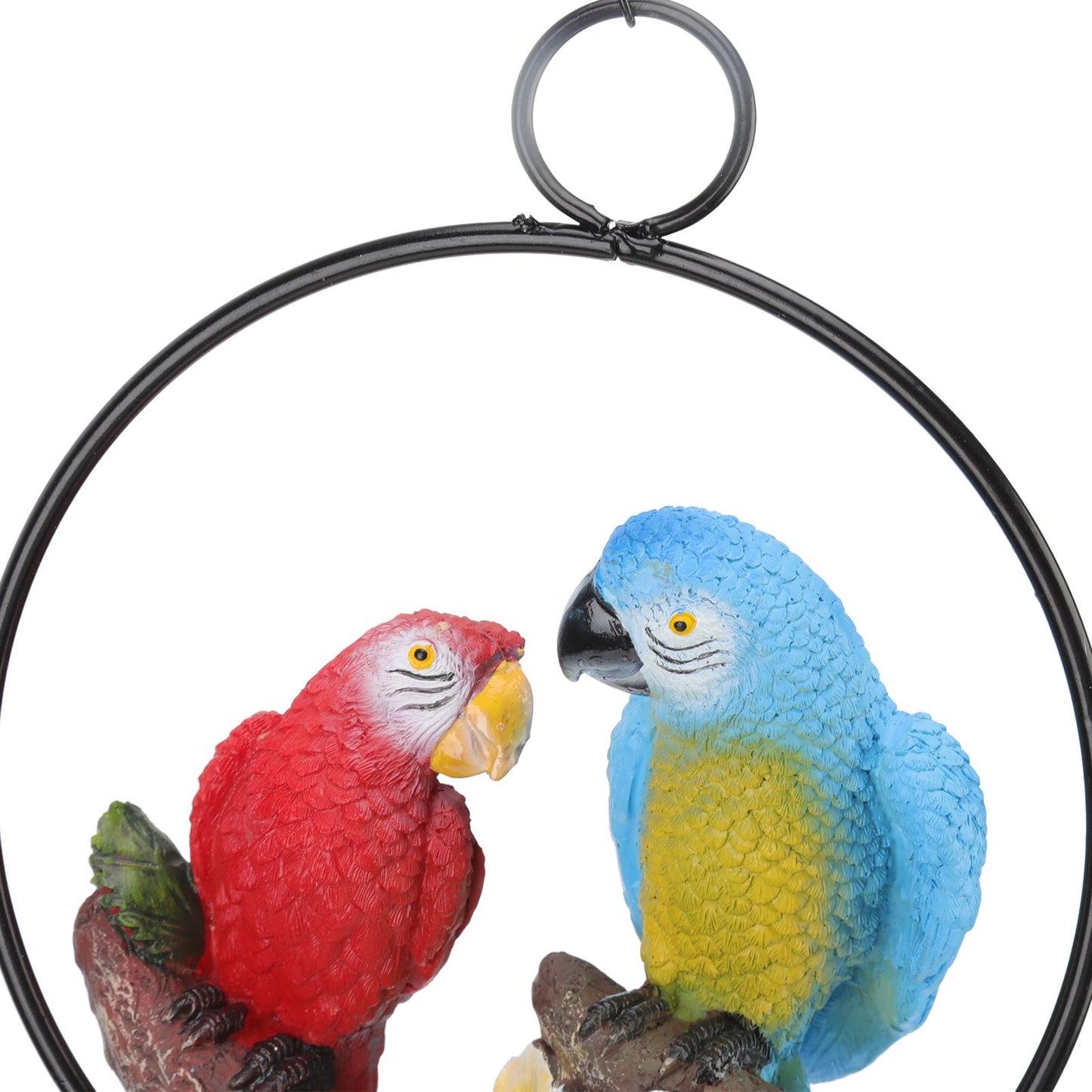 Garden Iron Ring Parrot Pendant Resin Bird Model Crafts Courtyard Balcony Decorations Small Red Blue Macaw