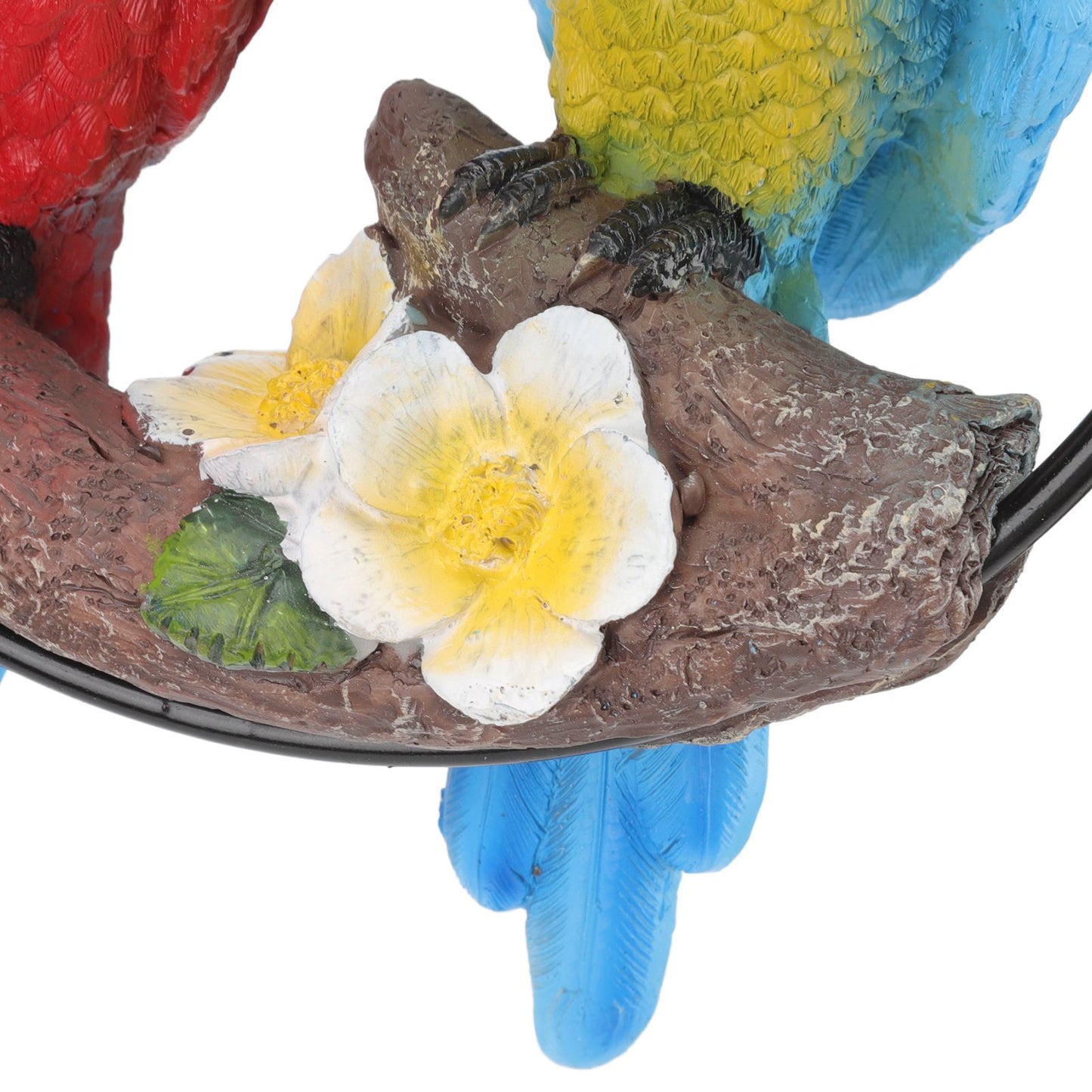 Garden Iron Ring Parrot Pendant Resin Bird Model Crafts Courtyard Balcony Decorations Small Red Blue Macaw