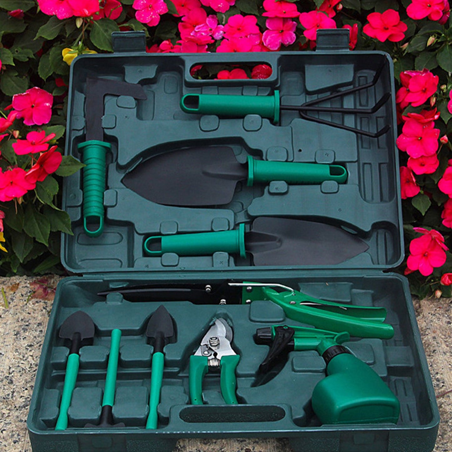 Potted Plant Pruning Shovel Kit Garden Planting Weeding Set Bonsai Trimming Garden Tools Green 10 PCS