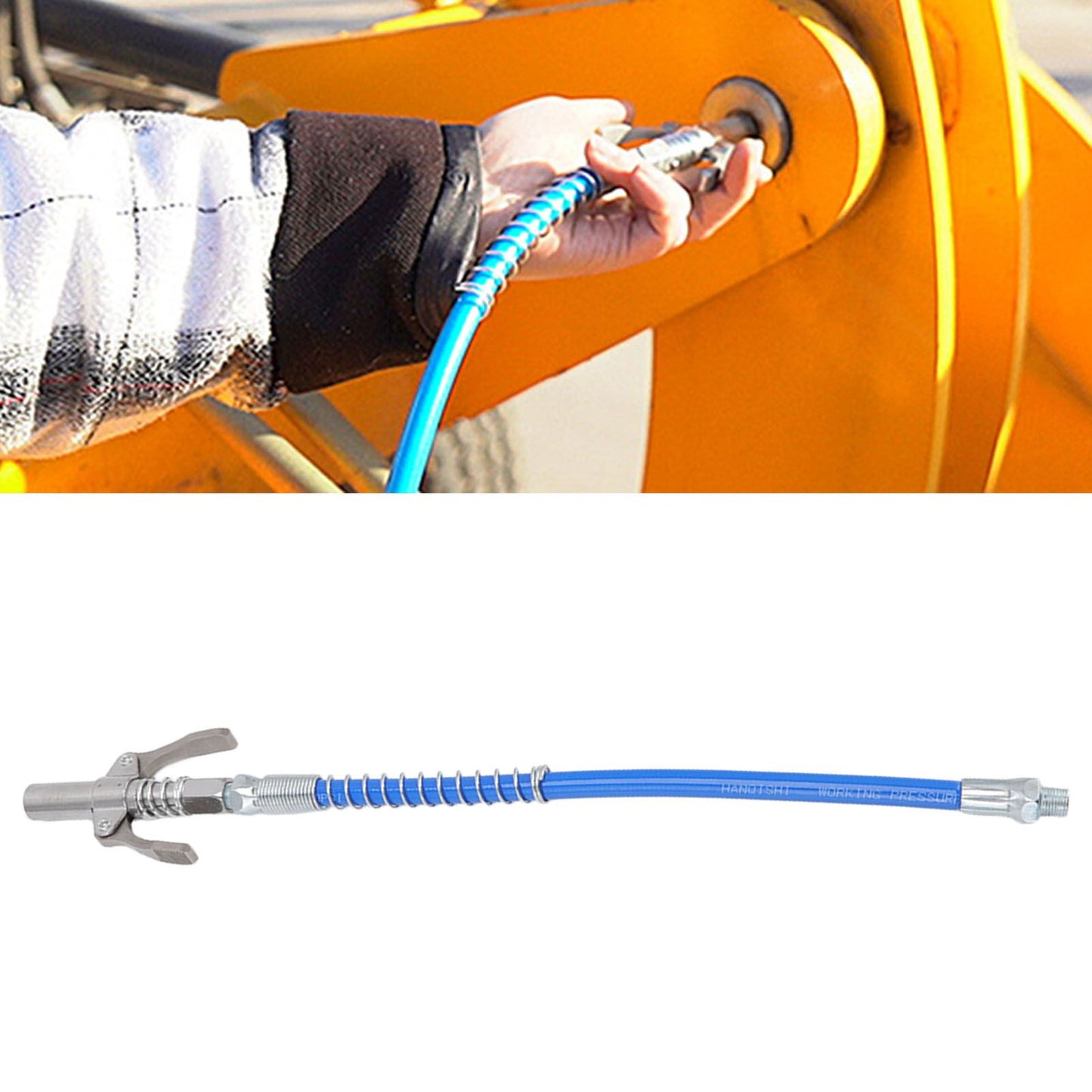 Grease Tool Coupler Electric Manual High Pressure Oil Nozzle Double Locking Clamp Grease Nozzle with 30.5cm Hose Male Thread G1/8 Type A 9x6x1.8cm/3.5x2.4x0.7in