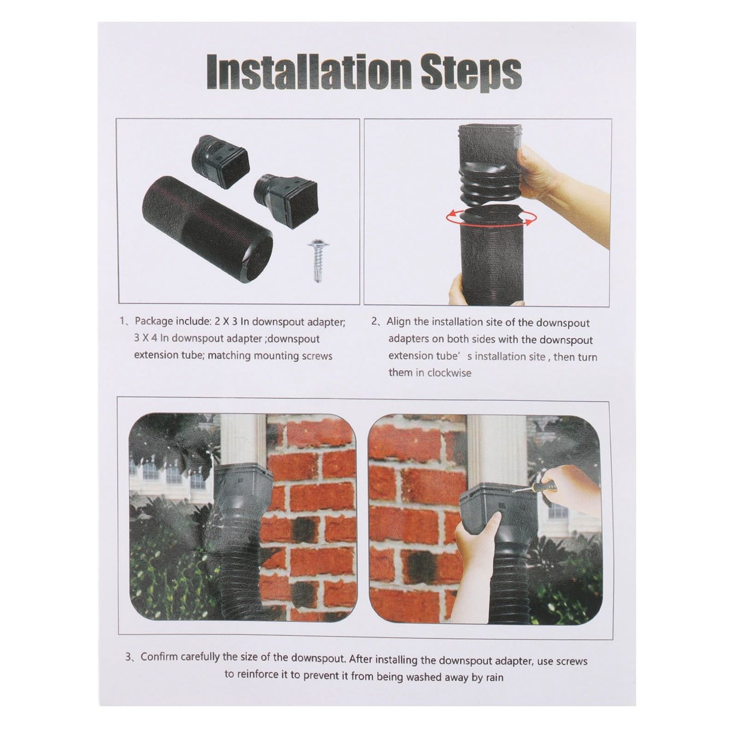 Rain Gutter Downspout Extensions Flexible Universal Drain Downspout Extender Drainage Connector Extendable From 20in to 29in Brown