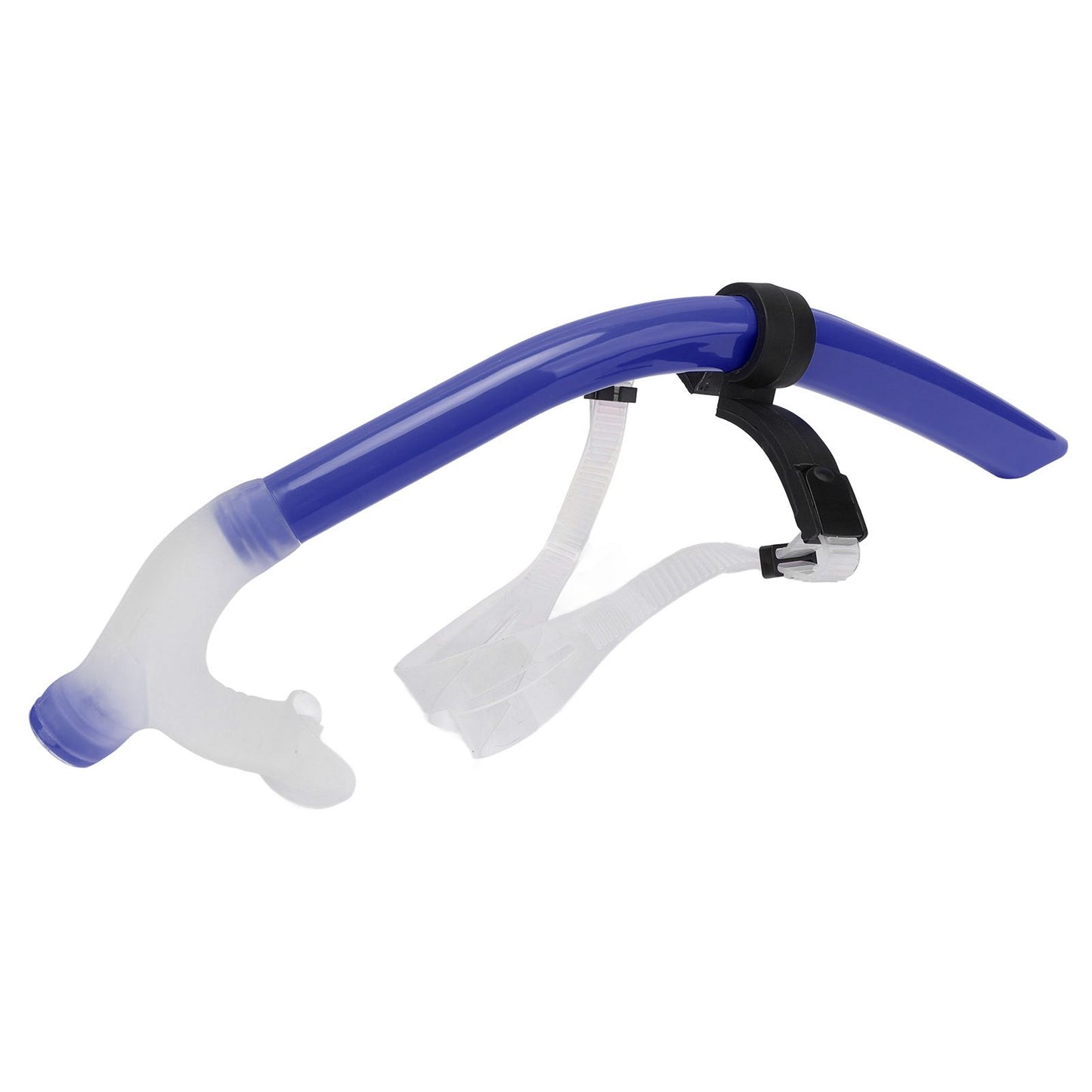 Swimming Snorkel Reduced Drag Silicone Swimming Breathing Tube with Adjustable Head Brace for Snorkeling Diving Royalblue