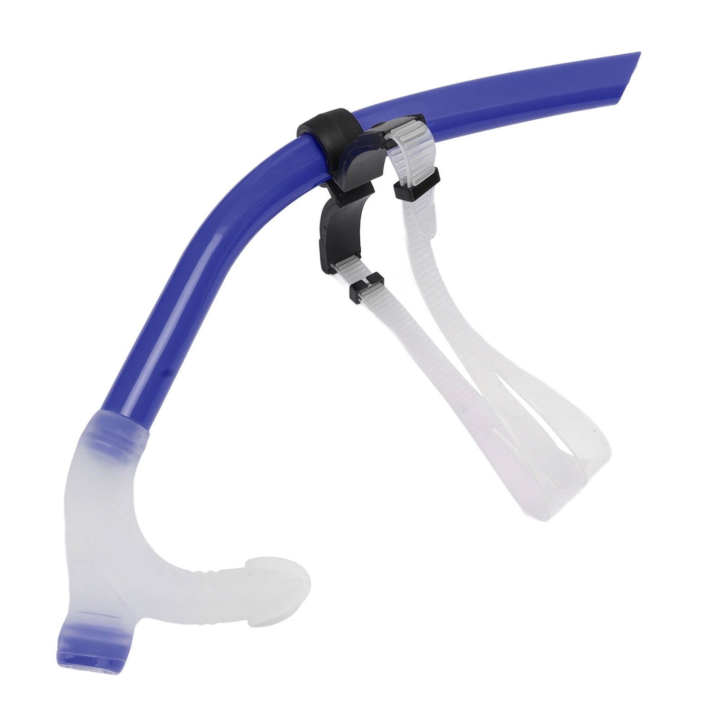 Swimming Snorkel Reduced Drag Silicone Swimming Breathing Tube with Adjustable Head Brace for Snorkeling Diving Royalblue
