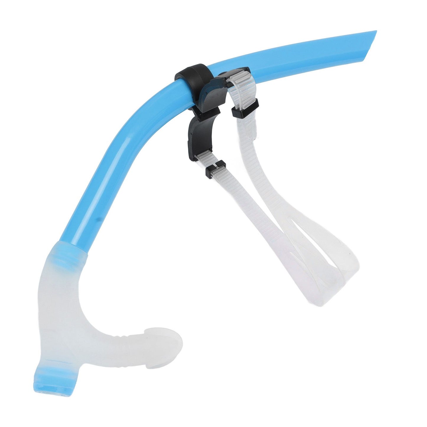 Swimming Snorkel Reduced Drag Silicone Swimming Breathing Tube with Adjustable Head Brace for Snorkeling Diving Sky Blue