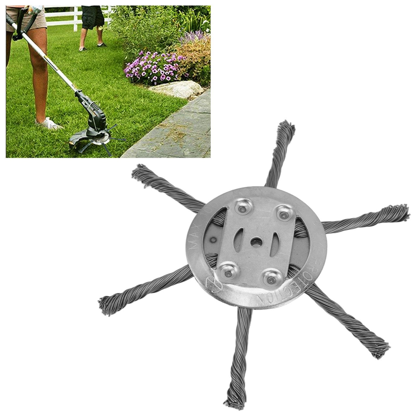 Steel Wire Grass Trimmer Head 6 Head Lawn Mower Trimmer Head Lawnmover Accessory 150mm 6 Blade Inner Hole 5.5mm