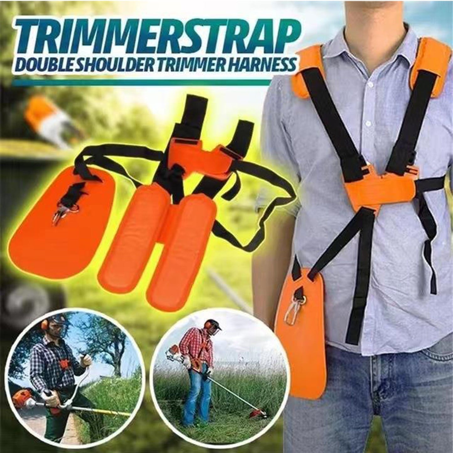 Trimmer Double Shoulder Harness Strap Brush Cutter Shoulder Strap Padded Garden Mower Nyon Belt for FS120 FS55 FS220 Orange