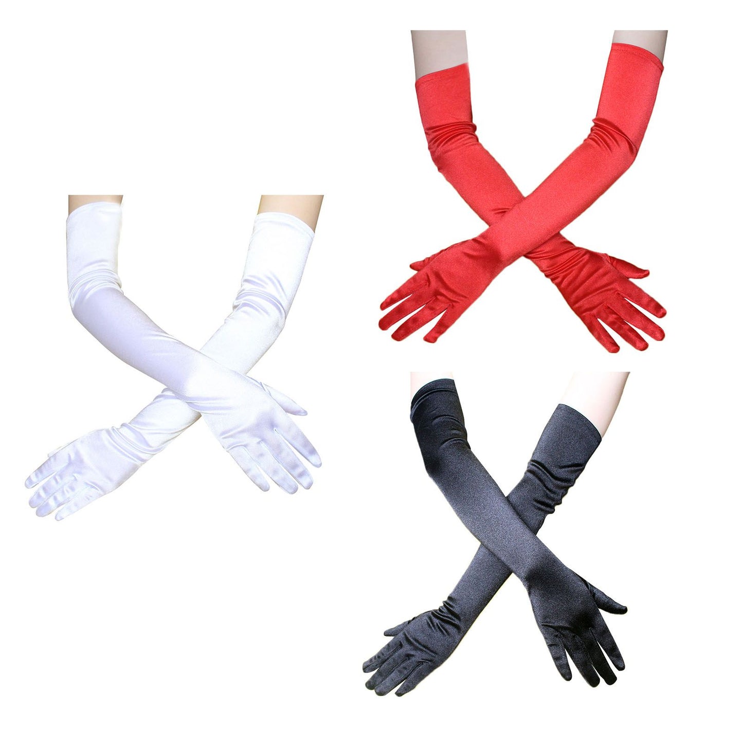 Long Satin Gloves Fashionable Stretch Long Evening Opera Satin Gloves for Wedding Performance Party