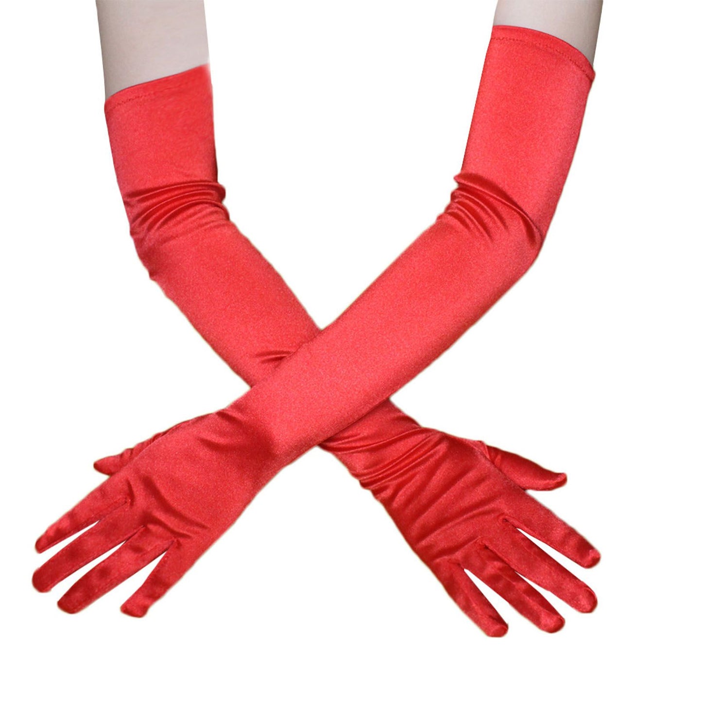 Long Satin Gloves Fashionable Stretch Long Evening Opera Satin Gloves for Wedding Performance Party