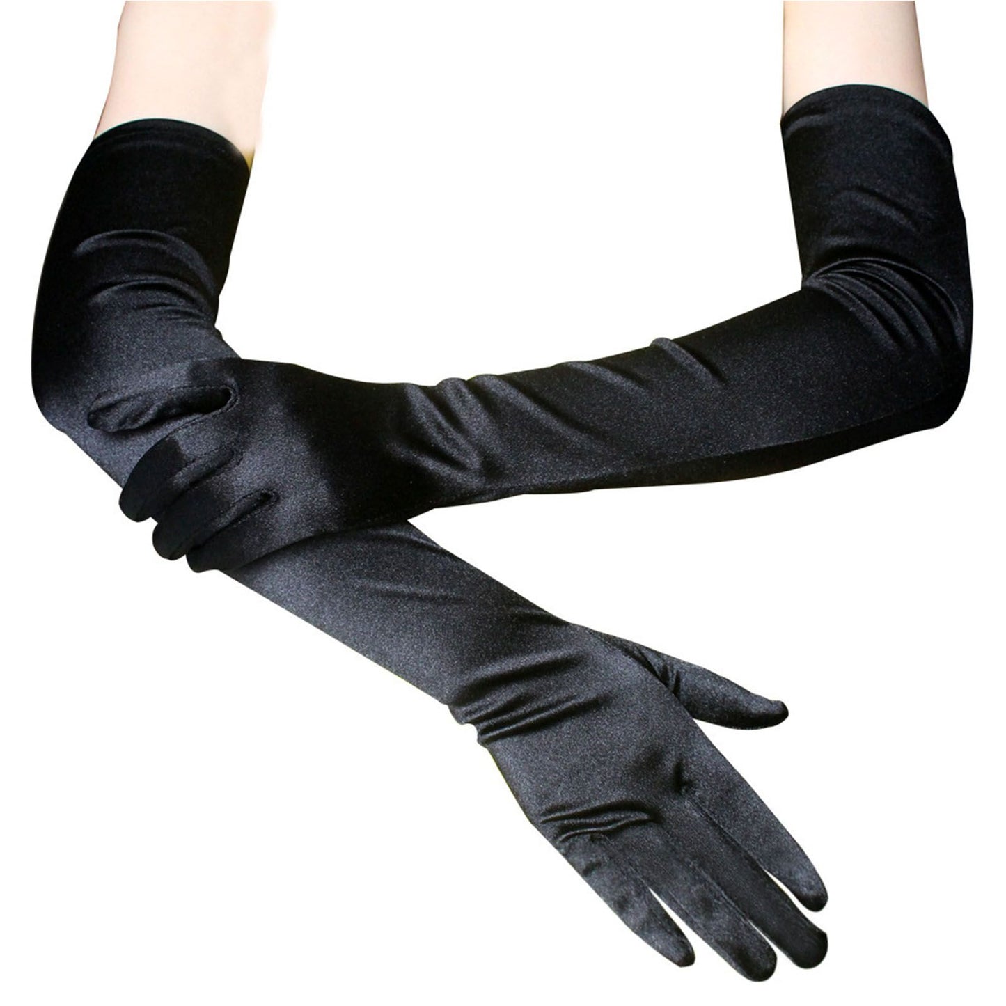 Long Satin Gloves Fashionable Stretch Long Evening Opera Satin Gloves for Wedding Performance Party