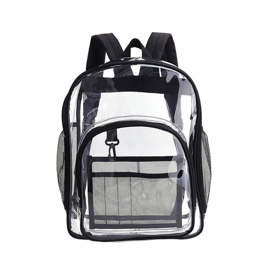Laptop Backpack School Bags Black Transparent PVC Waterproof Large Capacity for School College Student 36x28x12cm
