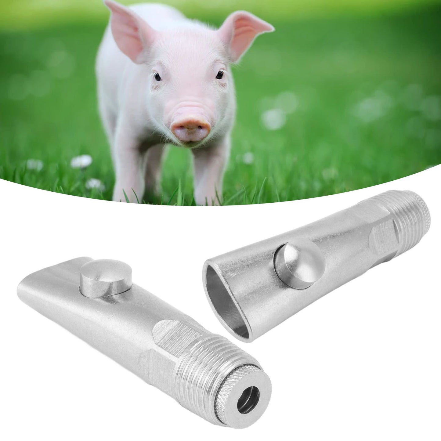 2pcs Pig Water Nipple Even Water Volume Stainless Steel G1/2 External Thread Pig Drinker for Sows Piglets Without Filter