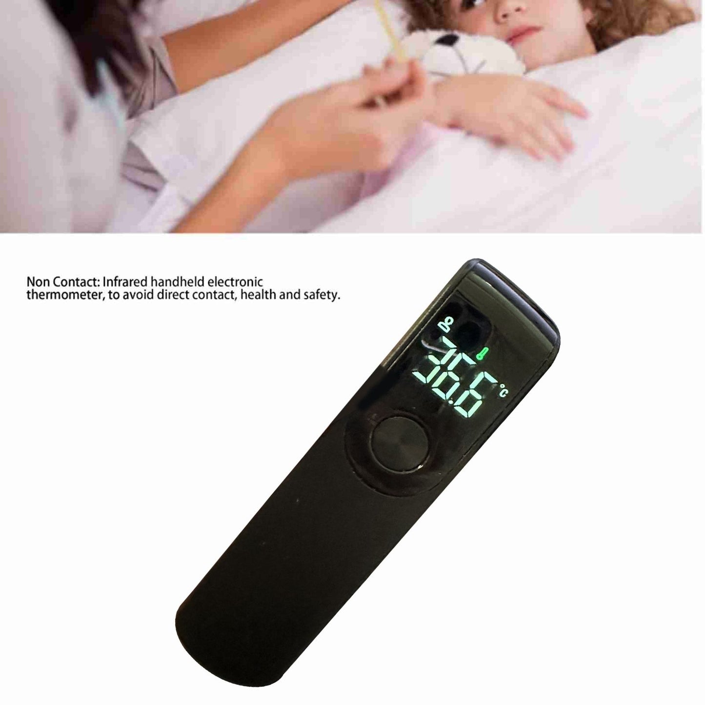 Forehead Thermometer Black Mini Portable Contactless Infrared Handheld Electronic Thermometer for Home
