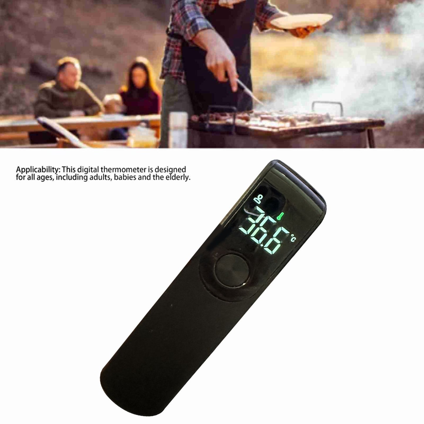 Forehead Thermometer Black Mini Portable Contactless Infrared Handheld Electronic Thermometer for Home