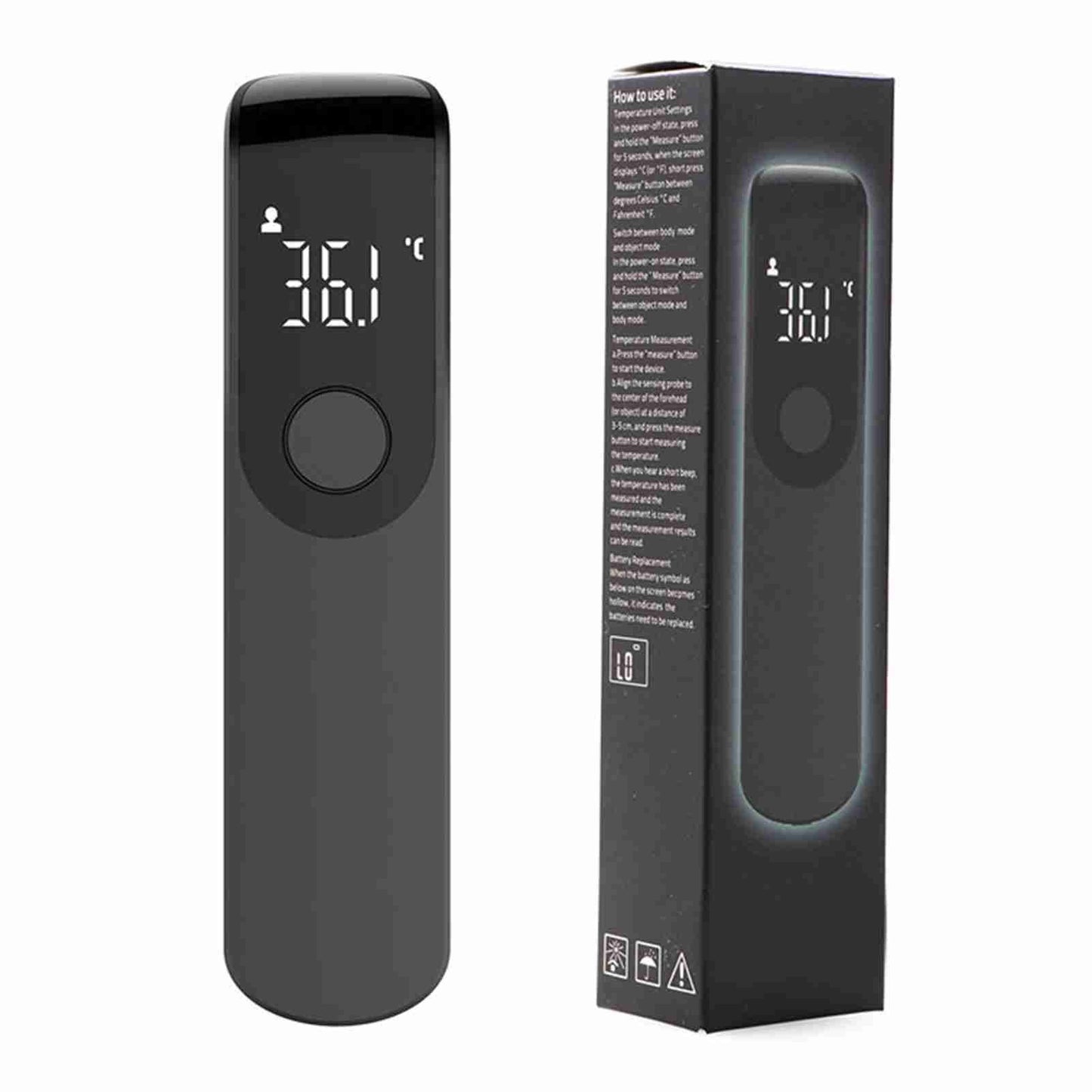 Forehead Thermometer Black Mini Portable Contactless Infrared Handheld Electronic Thermometer for Home