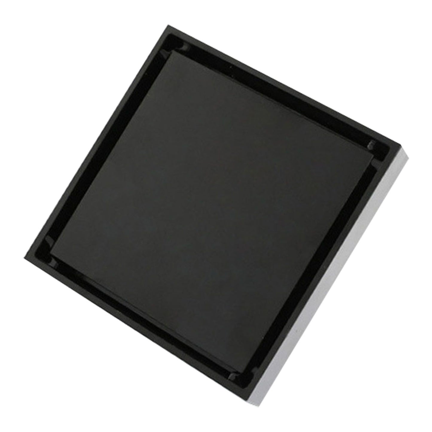 4 Inch Square Invisible Shower Drain Stainless Steel Anti Odor Bathroom Floor Drain 1.3mm Tileable Black