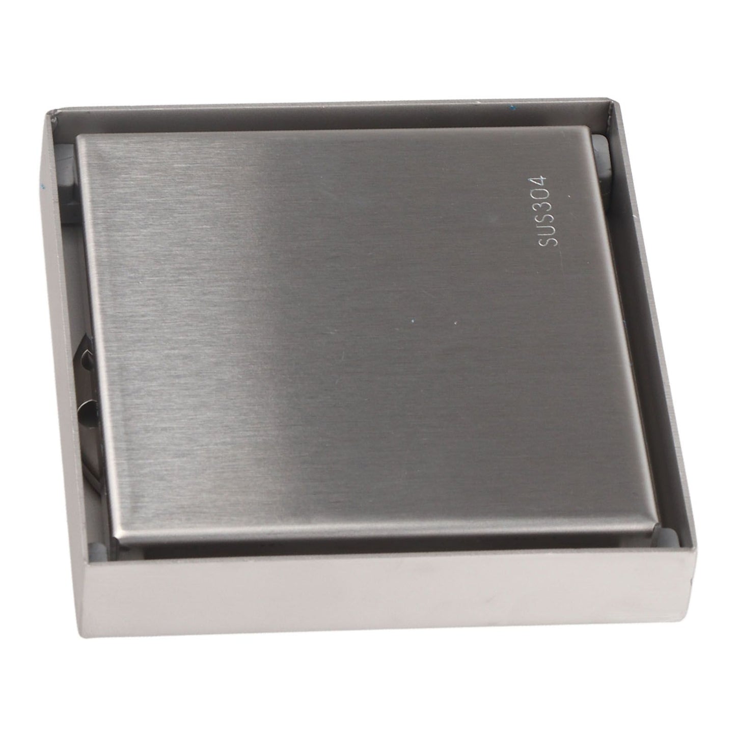 4 Inch Square Invisible Shower Drain Stainless Steel Anti Odor Bathroom Floor Drain 1.3mm Tileable Brushed