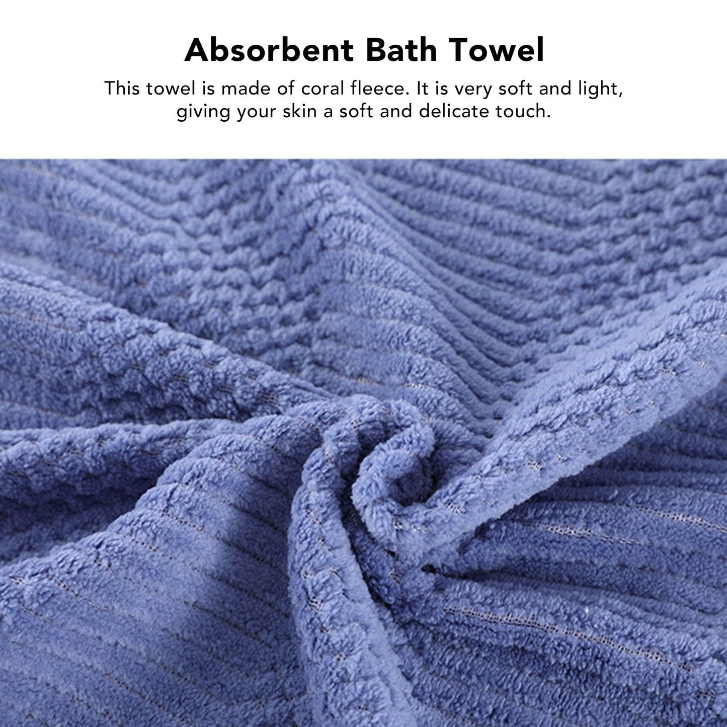 Bath Shower Towel Set Coral Fleece Quick Dry Highly Absorbent Soft Comfortable for Daily Use Dark Blue