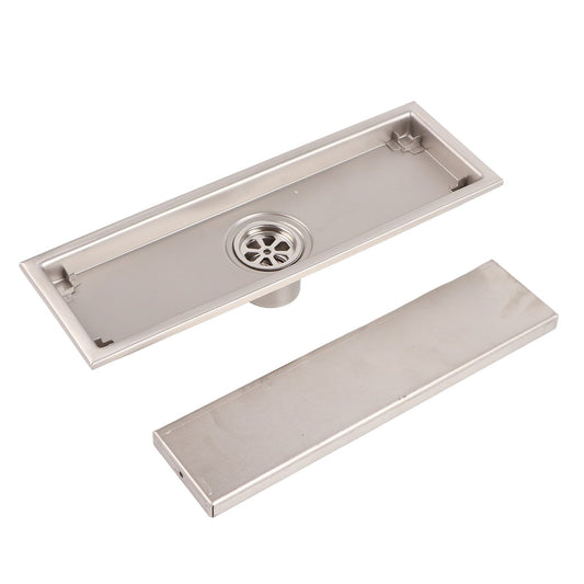 Linear Shower Drain Stainless Steel Rustproof Scratch Resistant Detachable Long Floor Drain for Bathroom Washroom Floor Drain