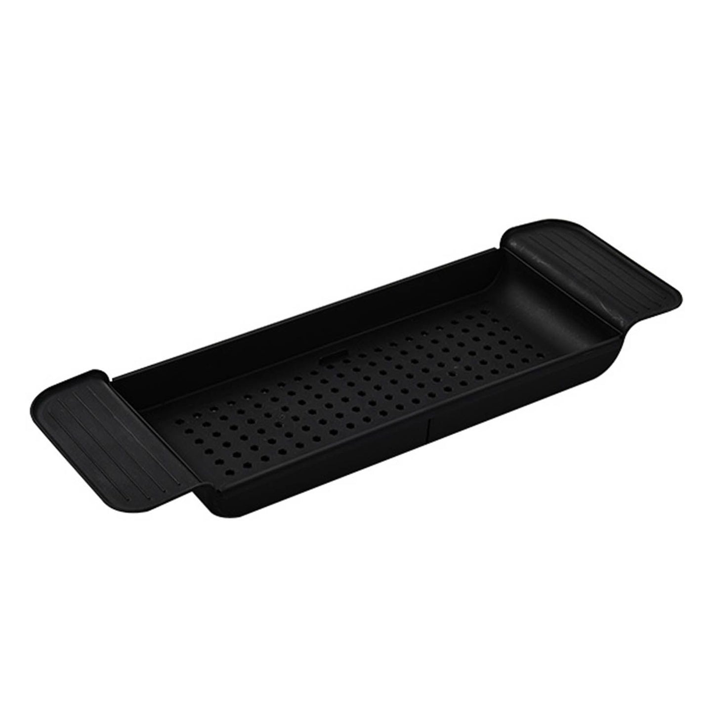 Bathtub Tray Stable Placement Expandable Plastic Material Draining Design Bath Caddy Tub Table for Bathroom Black