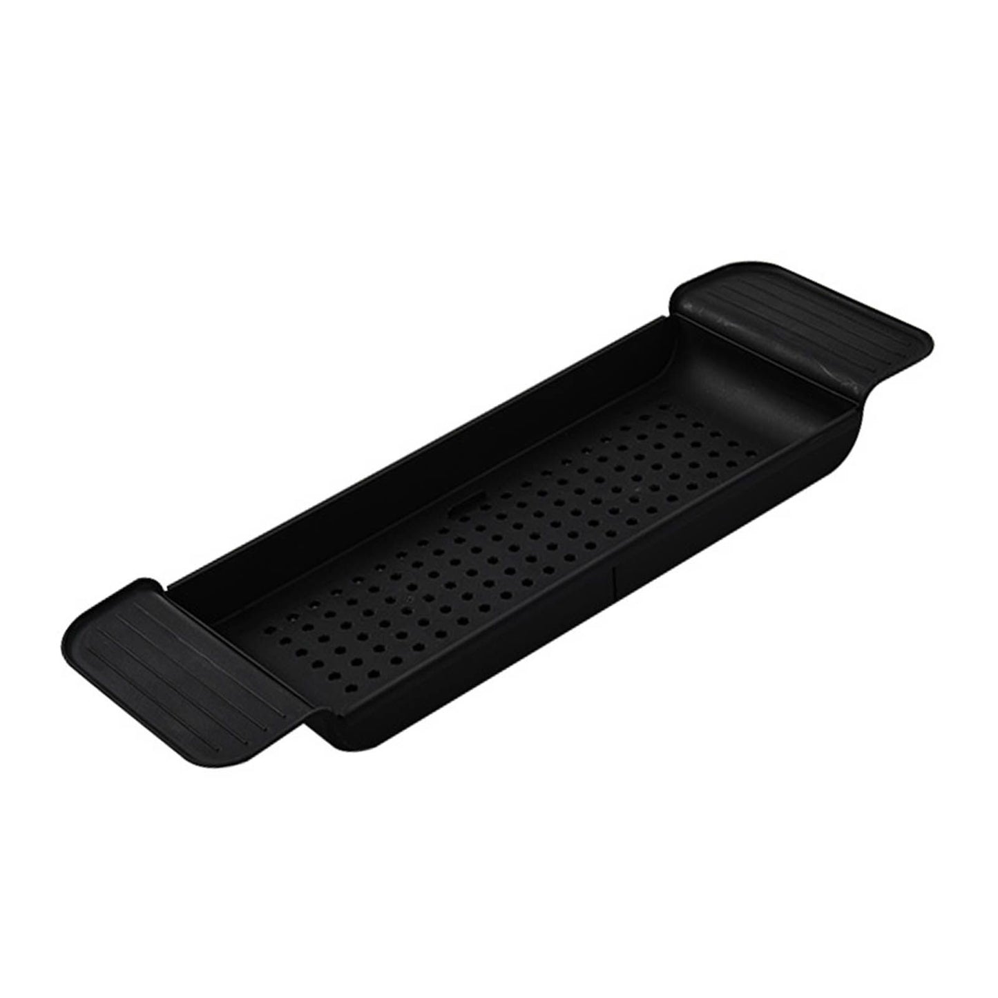 Bathtub Tray Stable Placement Expandable Plastic Material Draining Design Bath Caddy Tub Table for Bathroom Black