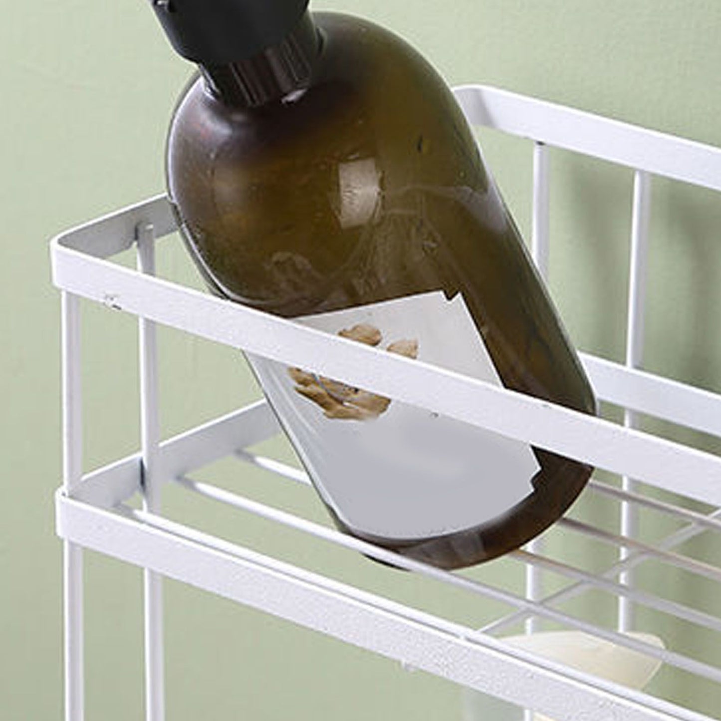 Toilet Shelf Thickening Waterproof Large Capacity Nail Free Installation Iron Over Toilet Bathroom Organizer Single Layer White