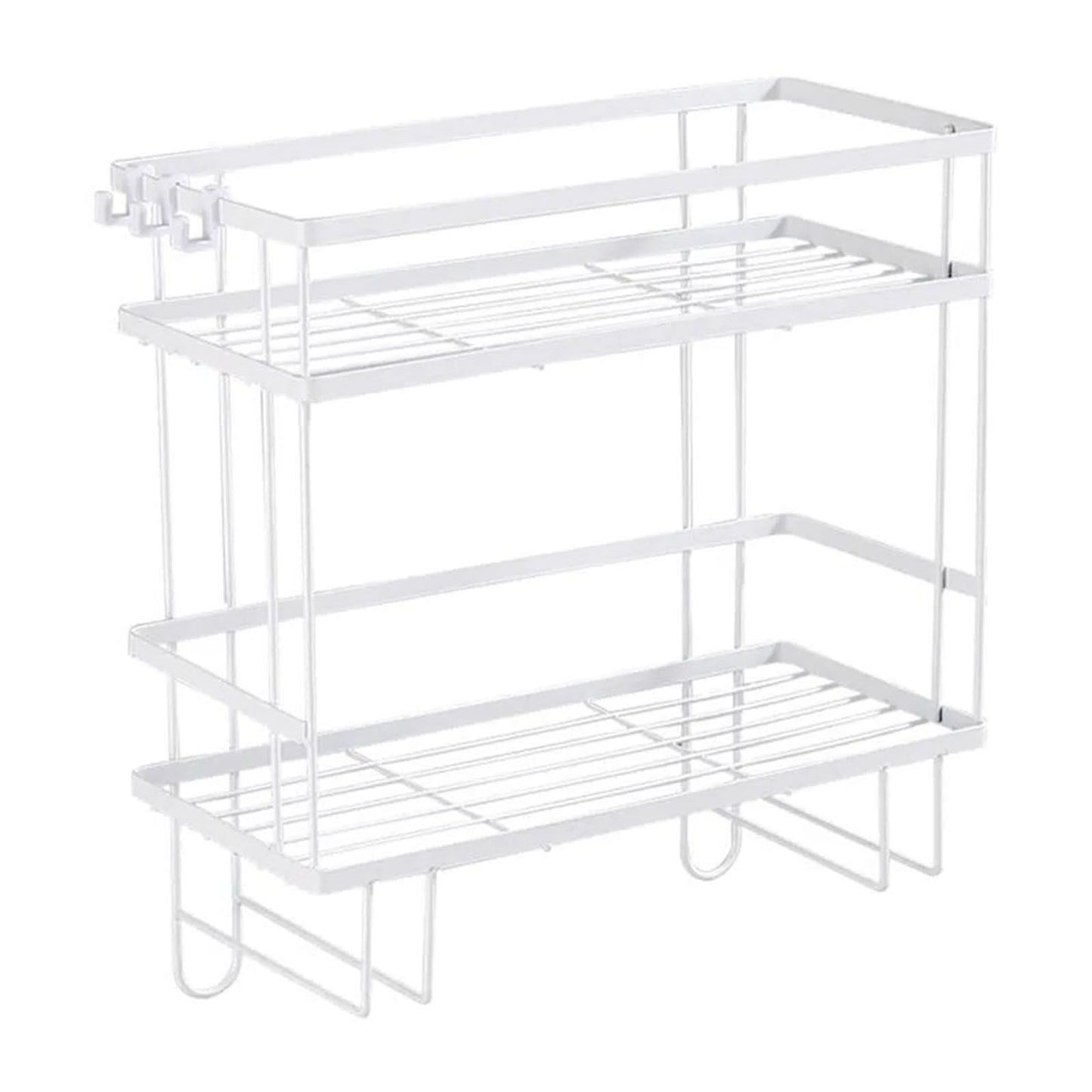 Toilet Shelf Thickening Waterproof Large Capacity Nail Free Installation Iron Over Toilet Bathroom Organizer Double Layer White