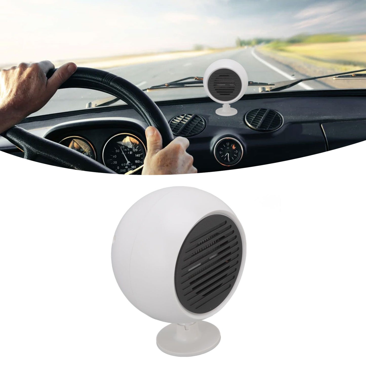 Car Heater Constant Temperature Low Noise Wide Angle 360° Adjustable Car Heater Fan White 24V