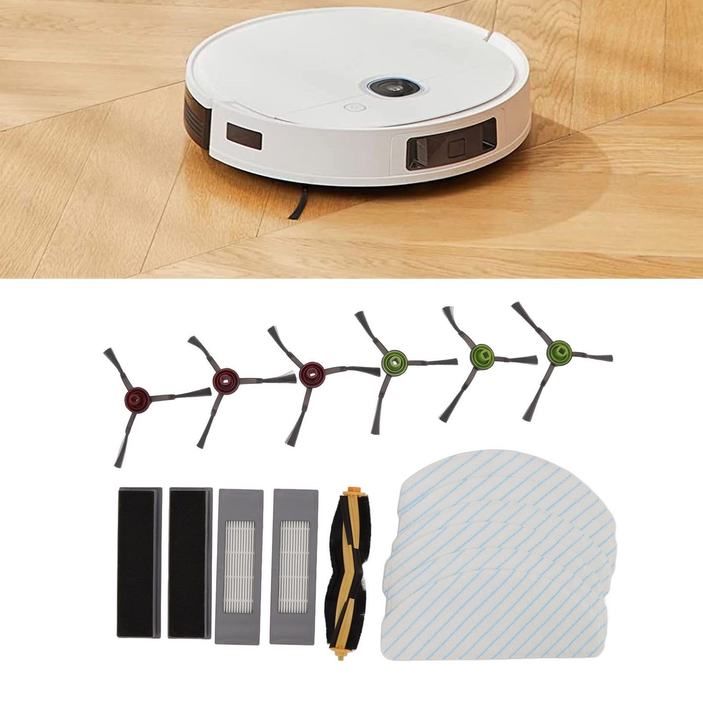 Replacement Accessories Kit for Yeedi Vac 2pro Robot Cleaner Main Side Brush with Filter and Mopping Cloths Set