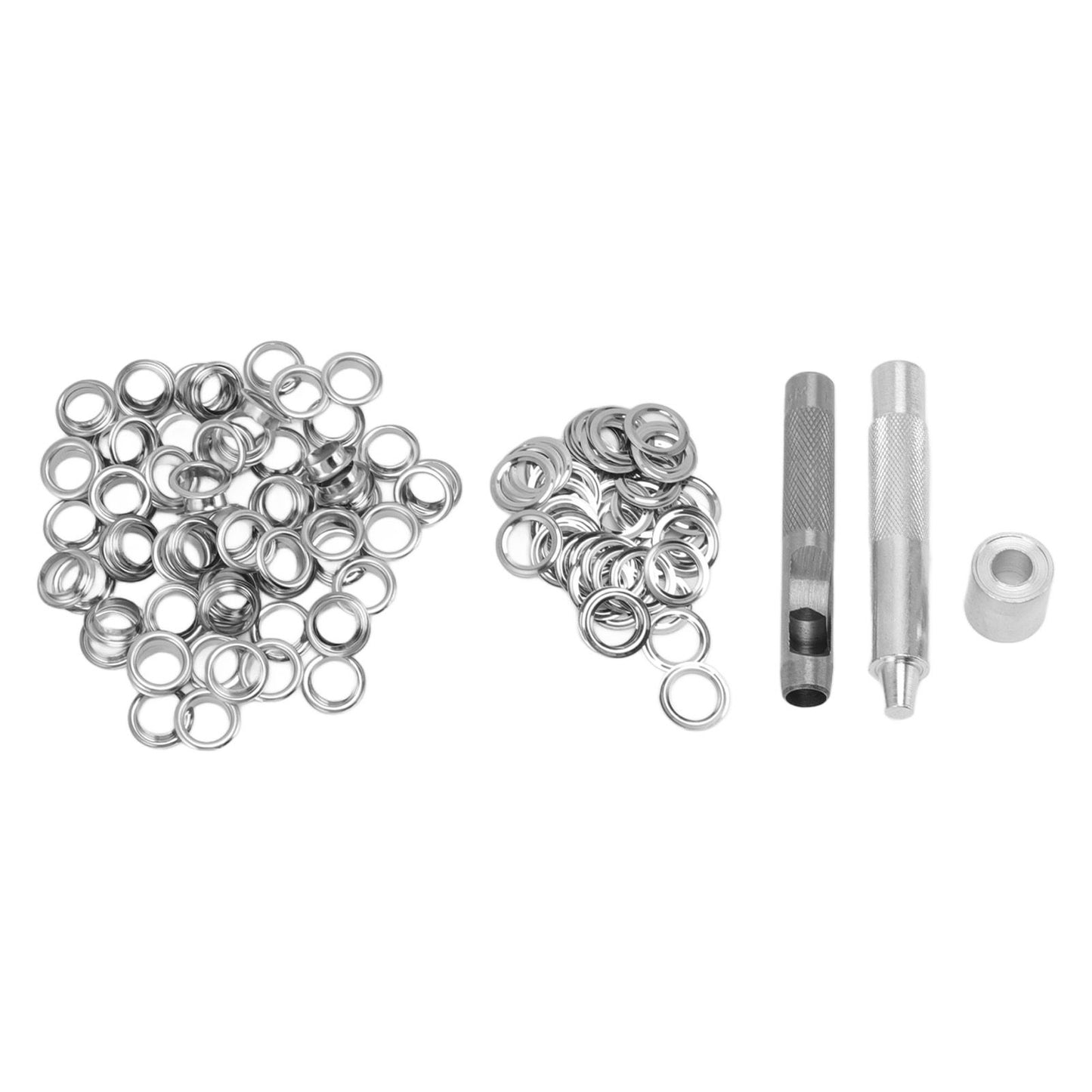 Grommet Tool Kit 100 Set Grommet Eyelets with Setting Tools Hole Cutter Mandrel for Tarps Handicraft