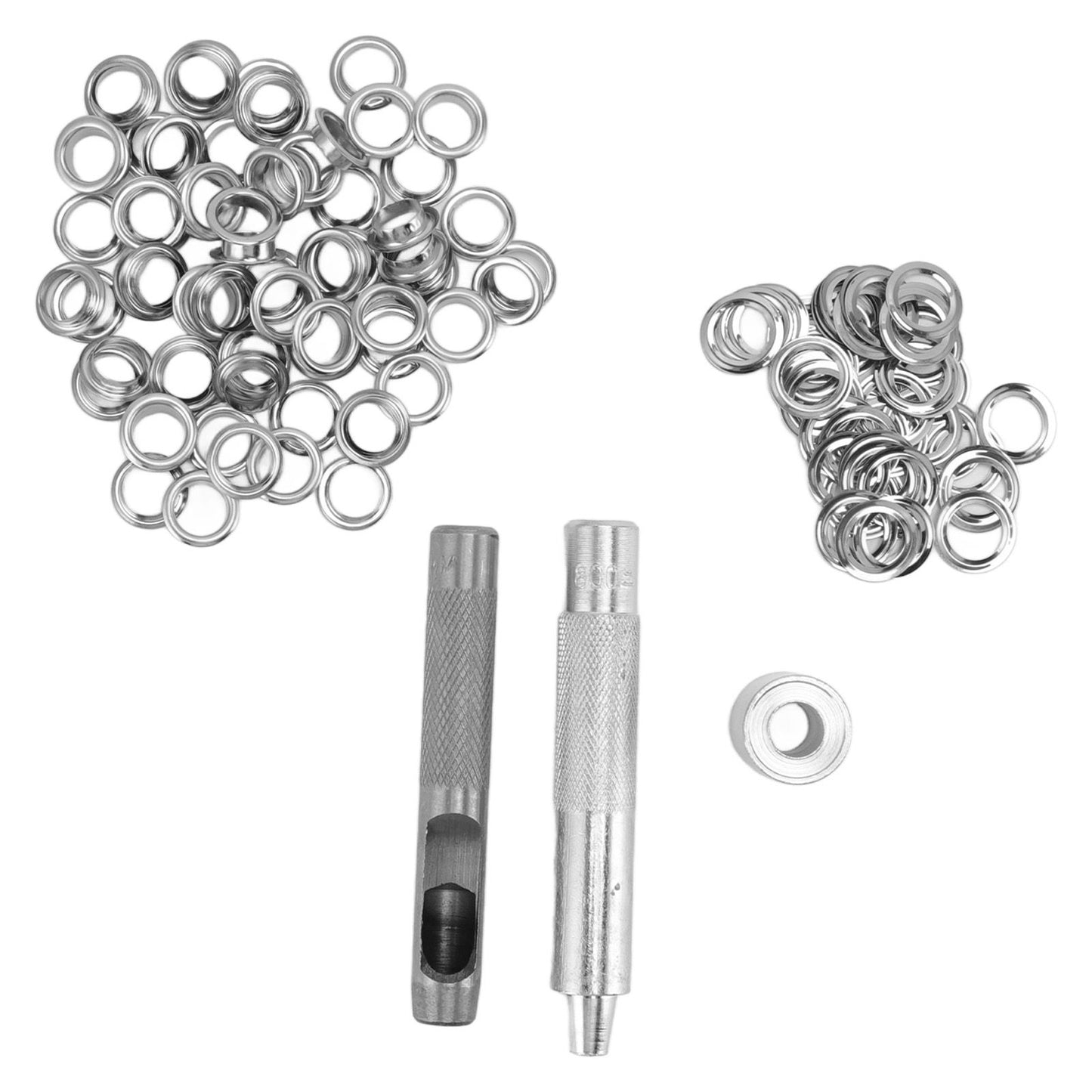 Grommet Tool Kit 100 Set Grommet Eyelets with Setting Tools Hole Cutter Mandrel for Tarps Handicraft