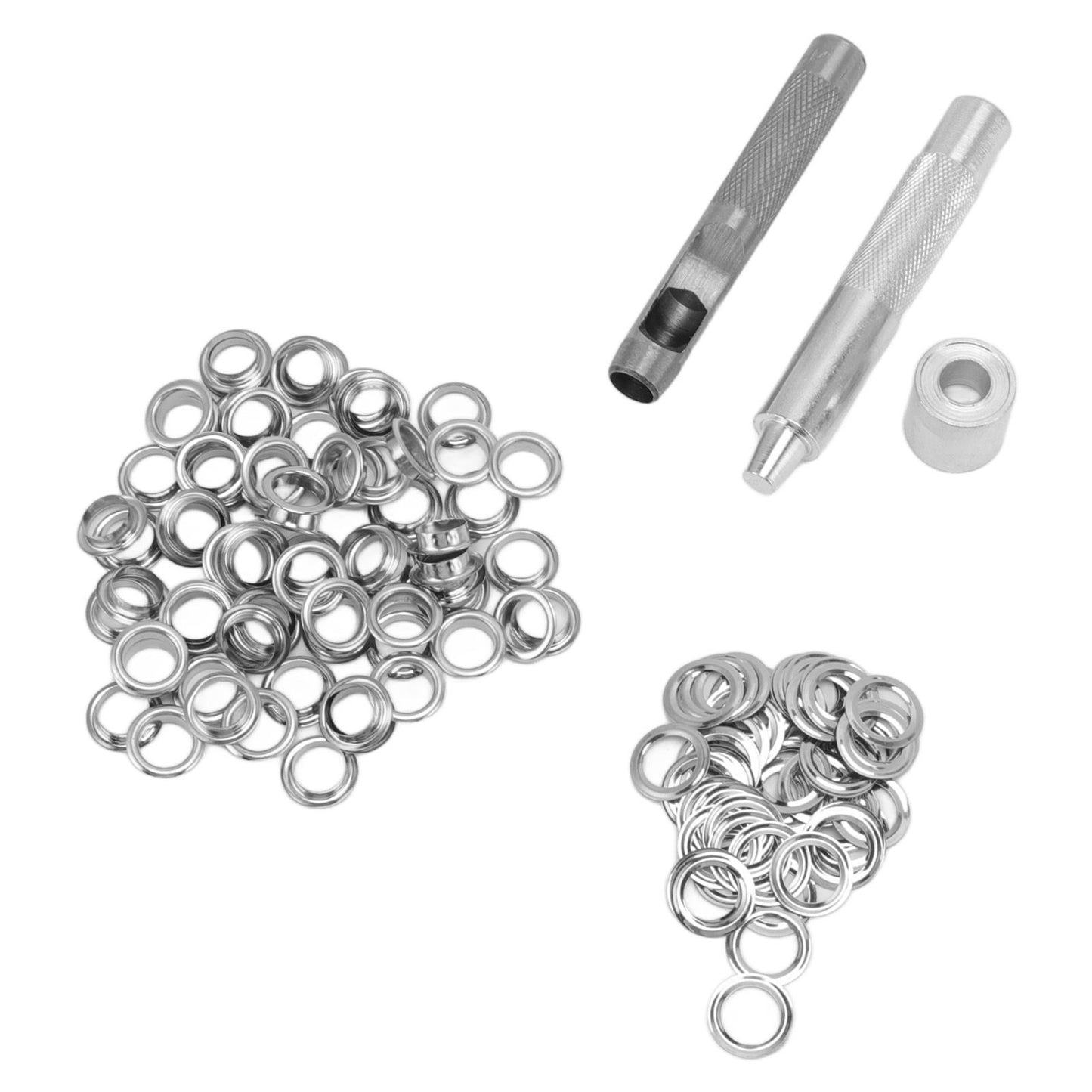 Grommet Tool Kit 100 Set Grommet Eyelets with Setting Tools Hole Cutter Mandrel for Tarps Handicraft